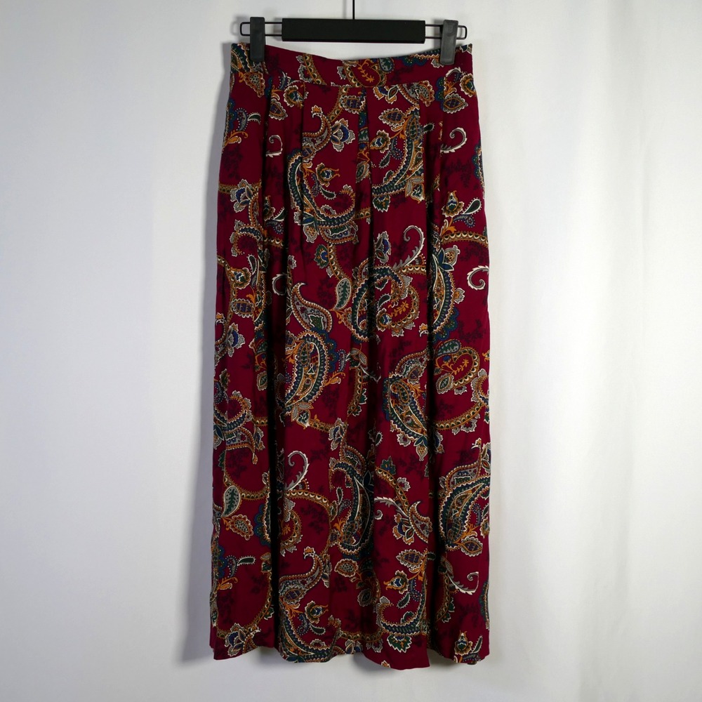 VTG Separate Issue Dark Academia Pleated Maxi Skirt Size 7/8 Artsy Paisley Indie